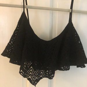 Black lace crop top
